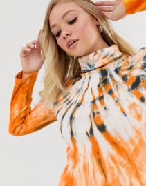 Neon Rose high neck fitted top in dark tie dye   ASOS at Asos